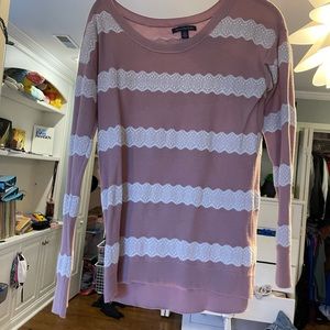 Pink and white lace sweater